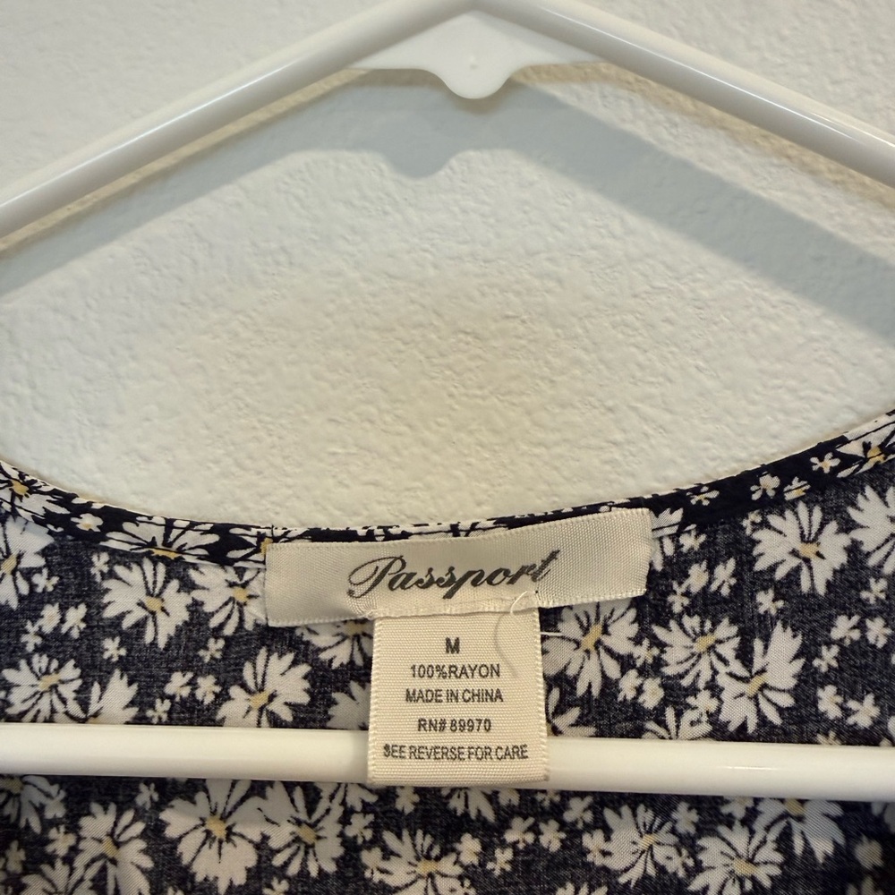 Blue Floral Button-Front Mini Dress - Picture 3 of 4